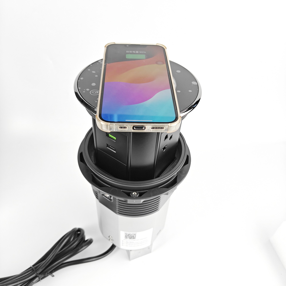 Wifi Control Motorized Pop Up Desk Socket For Kithen And Office